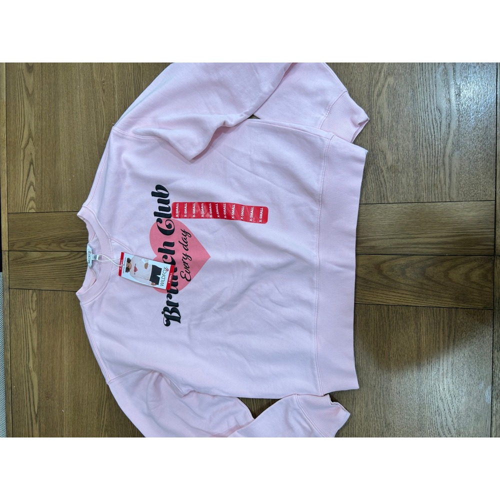 Wildfox Brunch Club Everyday Pink Graphic Crewneck‎ Sweatshirt XS